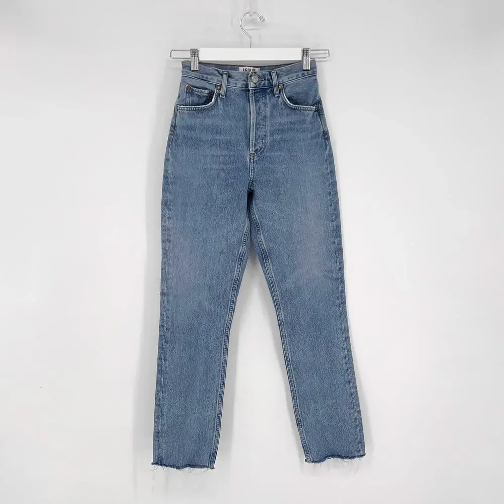 AGOLDE Remy High Rise Straight Jeans Women’s Size 23 Renewable Raw Hem - Picture 2 of 6